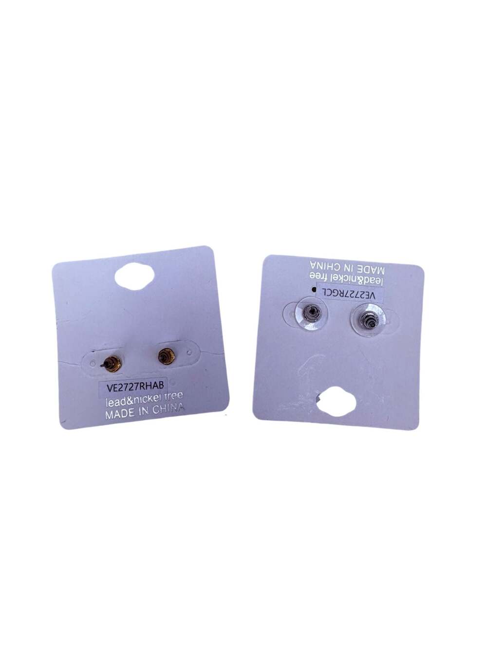 Set of 2 Pairs Square Stud Earrings Pink and Teal Glitter - Picture 2 of 2